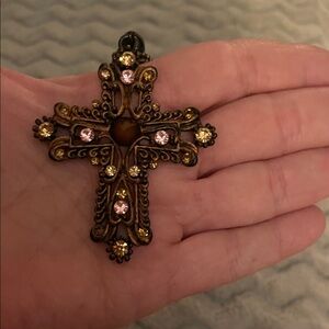 Antique Gold Cross Pendant Necklace